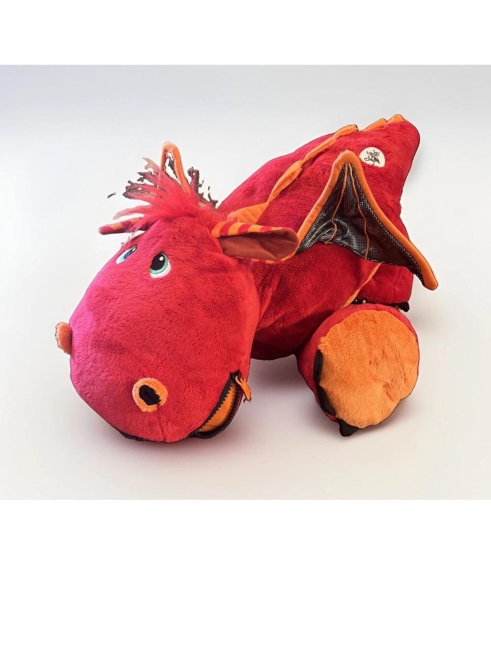 Stuffies Blaze the Dragon Red Plush Stuffed Toy  2013 - Hidden Storage/Pockets